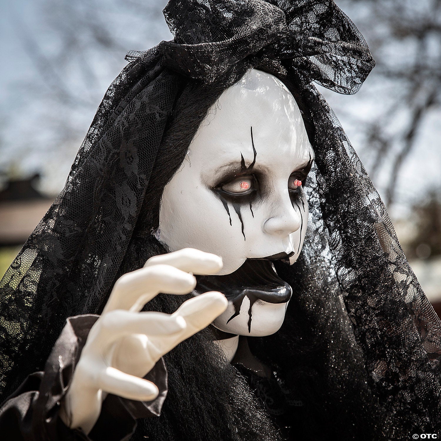 5 Ft. 6" Jaw-Dropping Scary Bride with Black Dress Standing Halloween Decoration