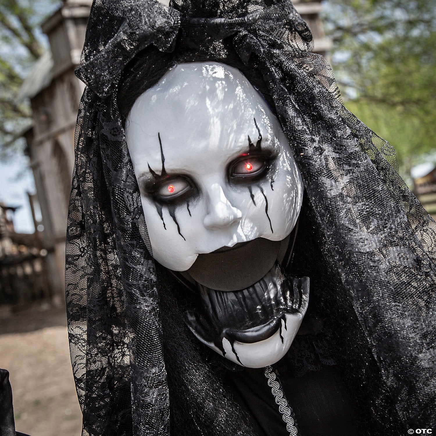 5 Ft. 6" Jaw-Dropping Scary Bride with Black Dress Standing Halloween Decoration