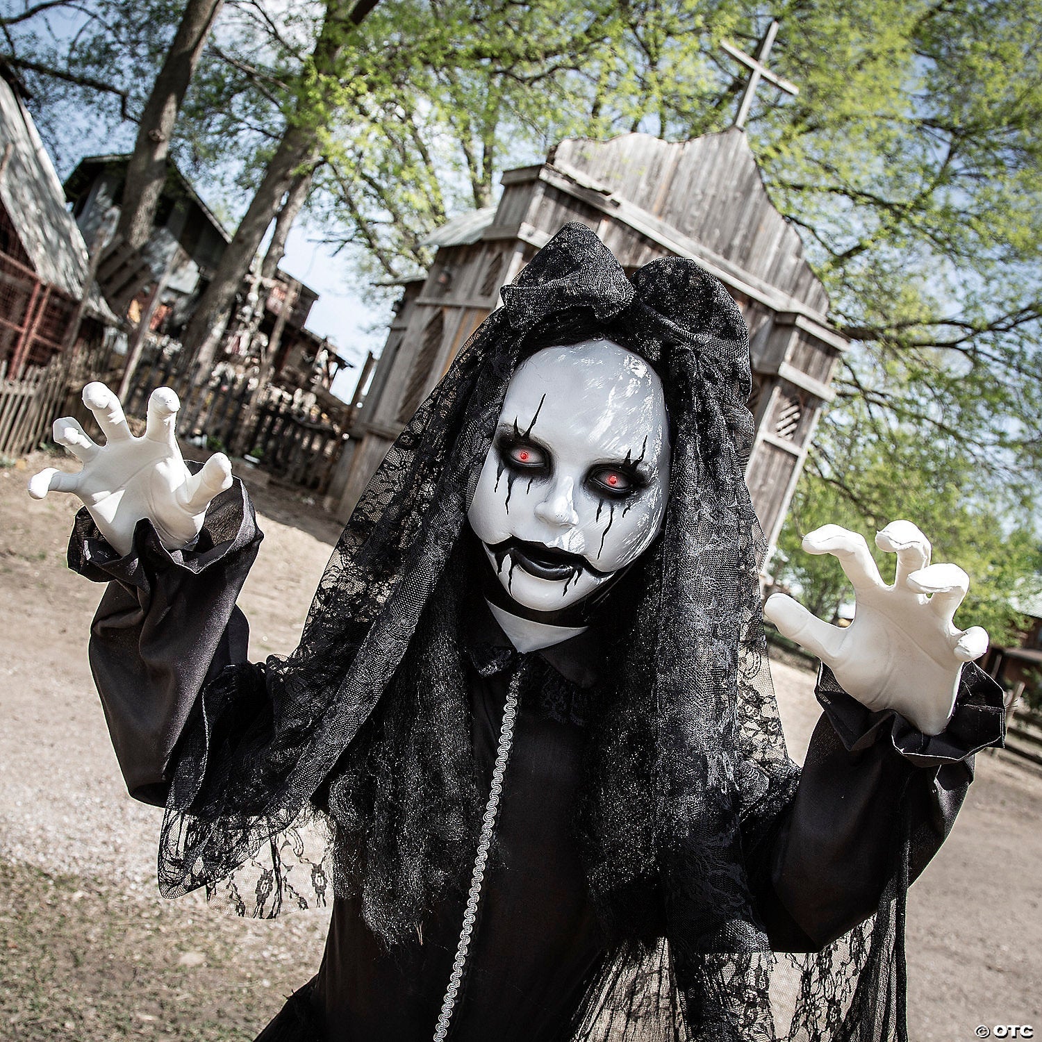 5 Ft. 6" Jaw-Dropping Scary Bride with Black Dress Standing Halloween Decoration