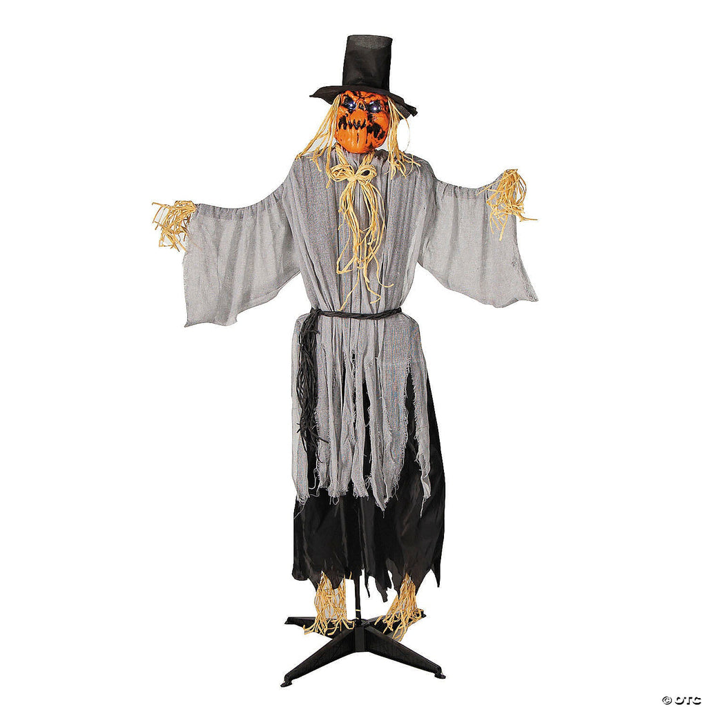 5 Ft. 8" Animated Head Turning Pumpkin Scarecrow Halloween Decoration