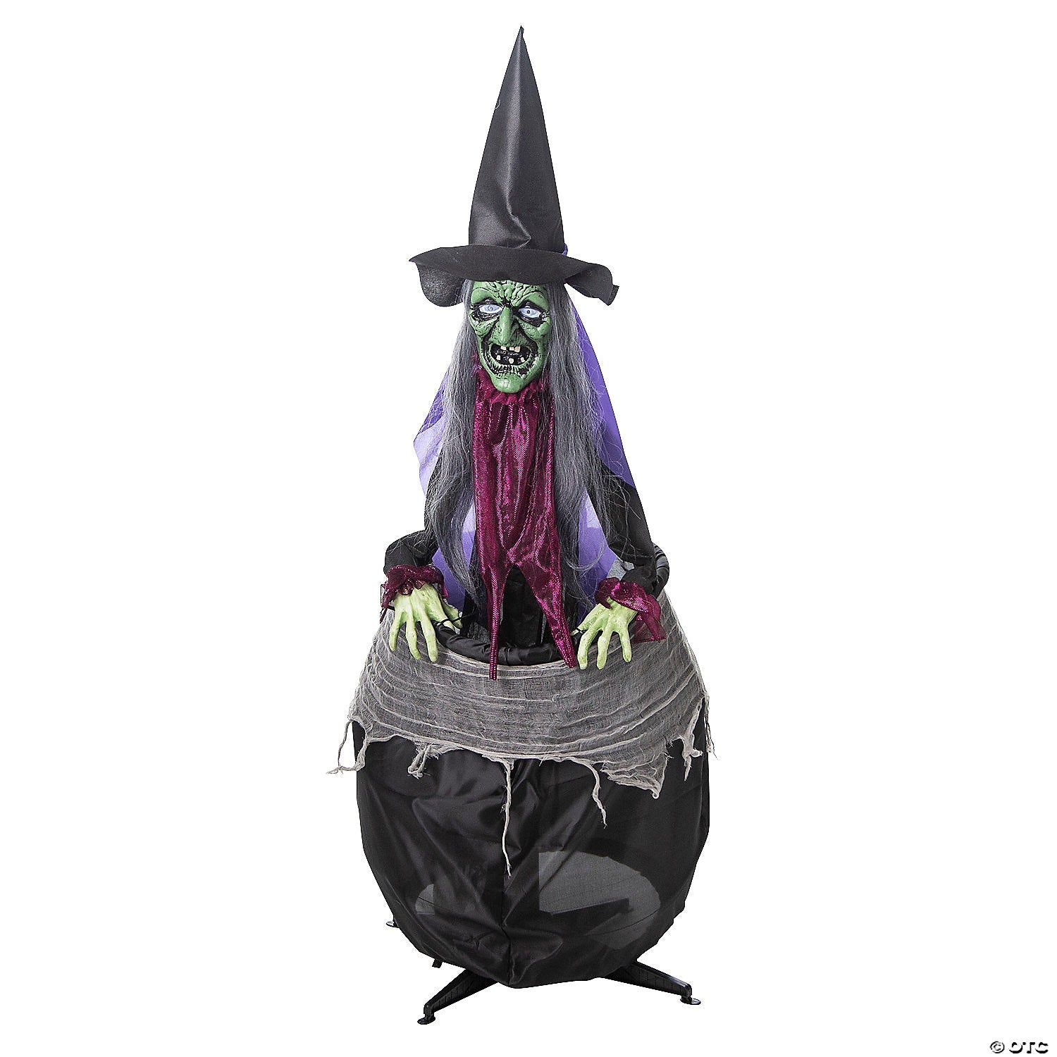 5 Ft. Animated Witch with Cauldron Standing Halloween Decoration