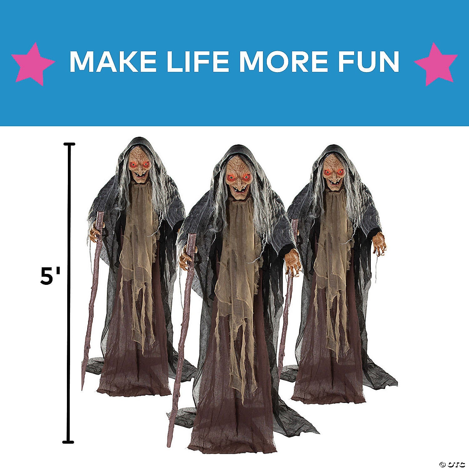 5 Ft. Bulk Animated Witches Standing Halloween Decorations Set - 3 Pc.