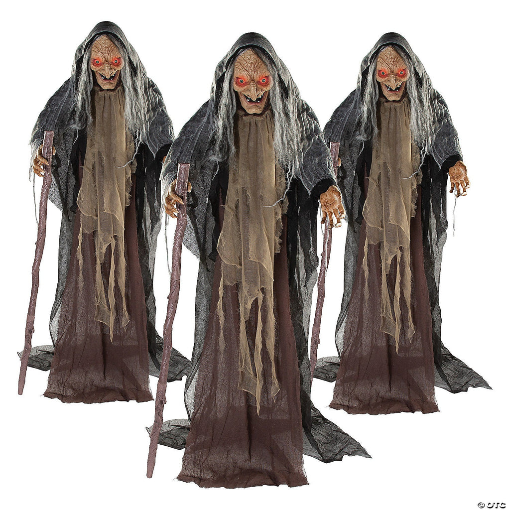 5 Ft. Bulk Animated Witches Standing Halloween Decorations Set - 3 Pc.