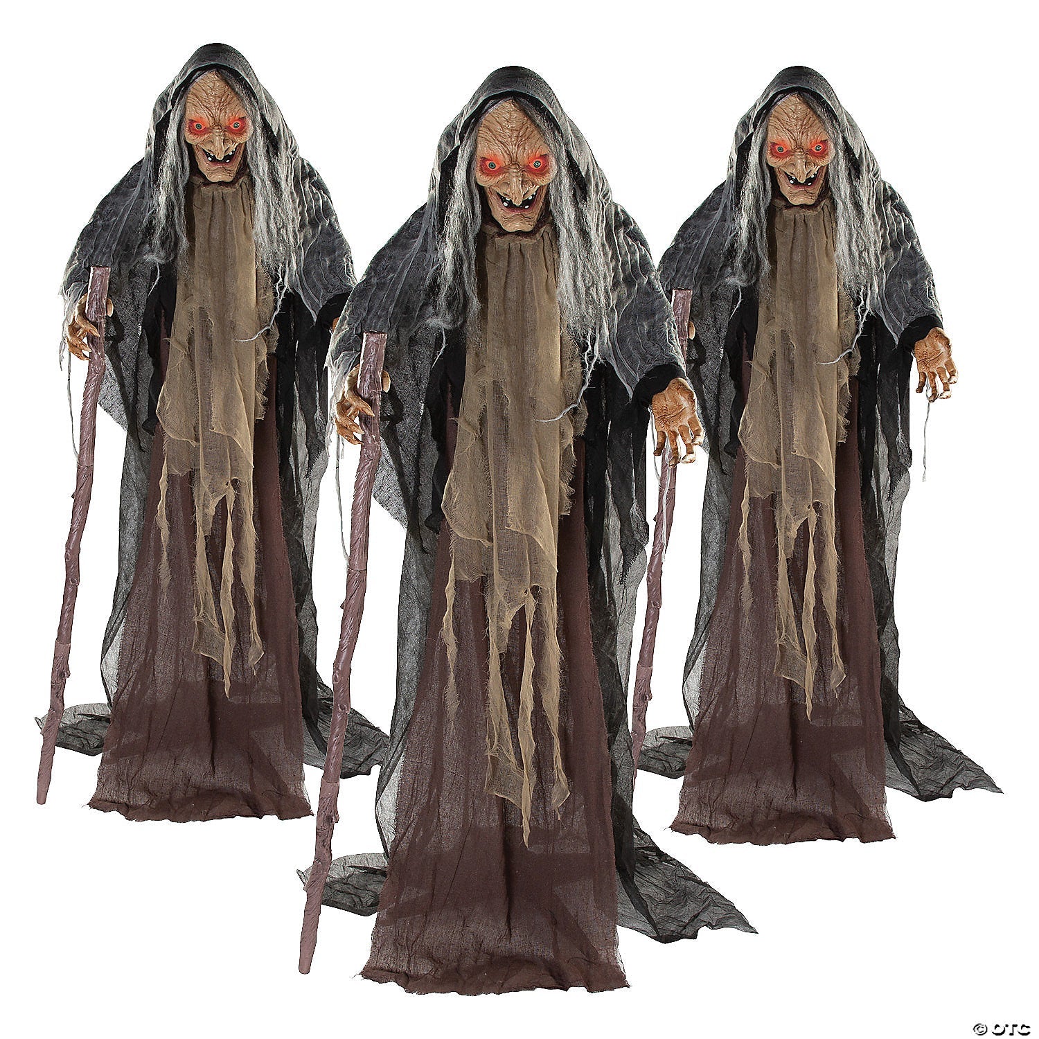 5 Ft. Bulk Animated Witches Standing Halloween Decorations Set - 3 Pc.