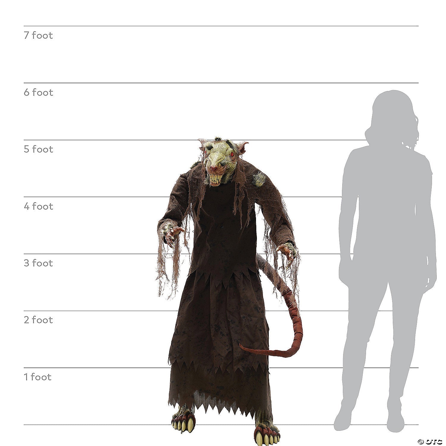 5 Ft. Mangey Rat Animated Prop Standing Halloween Decoration