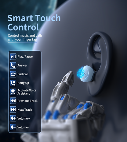 V5.3 TWS Earbuds – Breath Light, Neckband Cable, Purple