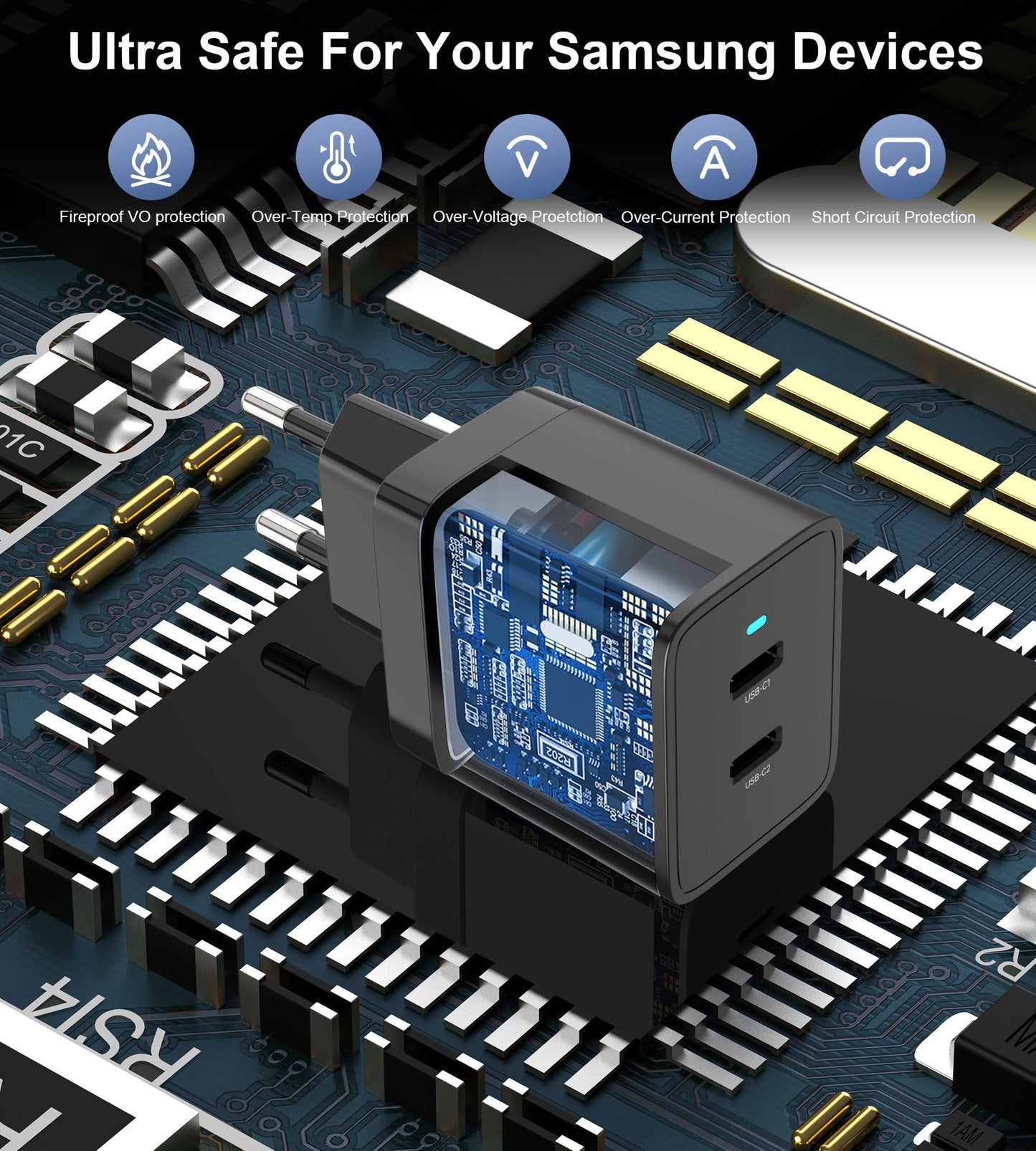 40W Dual USB‑C PD Wall Charger – Fast Charge Adapter