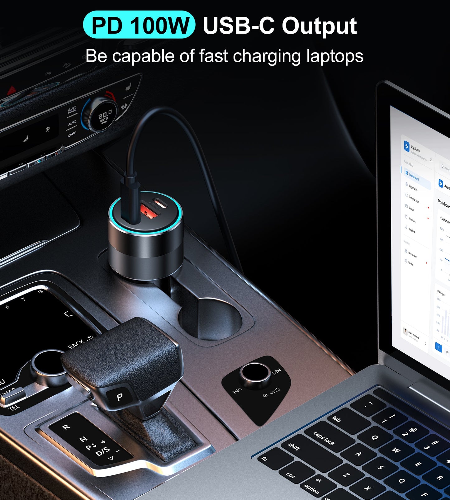 130W Dual USB-C & USB-A Car Charger – Fast Charge