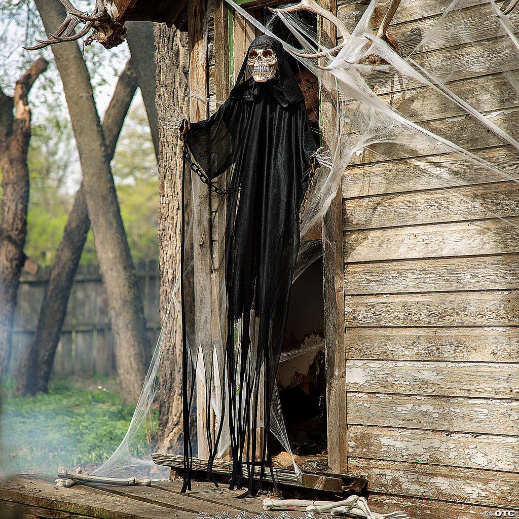 6 Ft. 2 3/4" Hanging Chained Grim Reaper Animated Prop Halloween Decoration