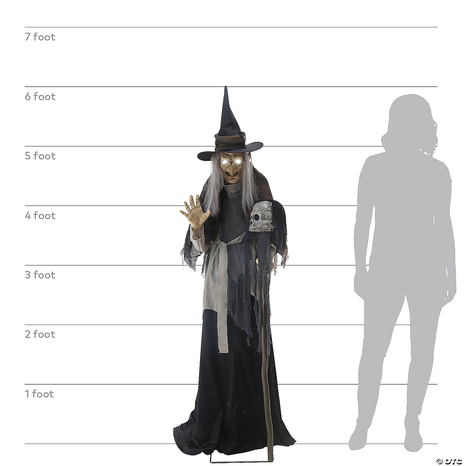 6 Ft. Animated Lunging Haggard Witch Standing Halloween Decoration