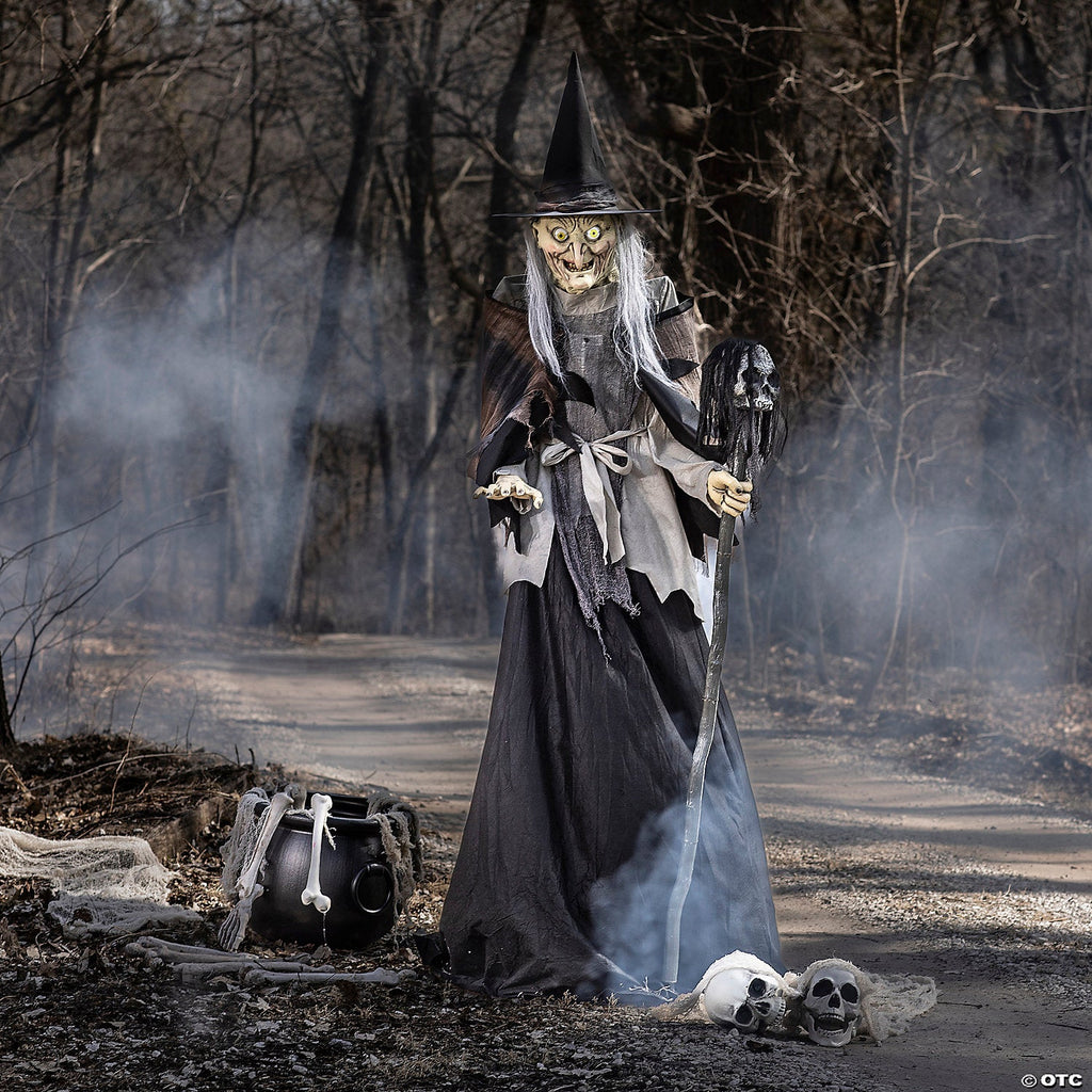 6 Ft. Animated Lunging Haggard Witch Standing Halloween Decoration