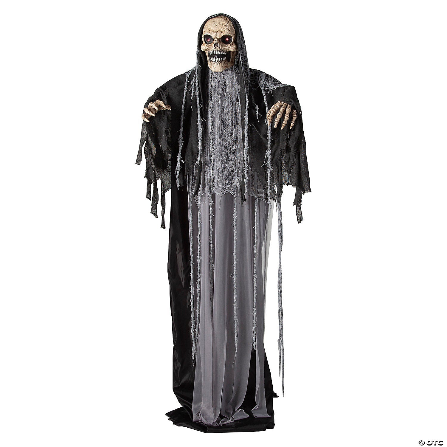6 Ft. Black & Gray Skeleton Reaper Animated Prop Standing Halloween Decoration