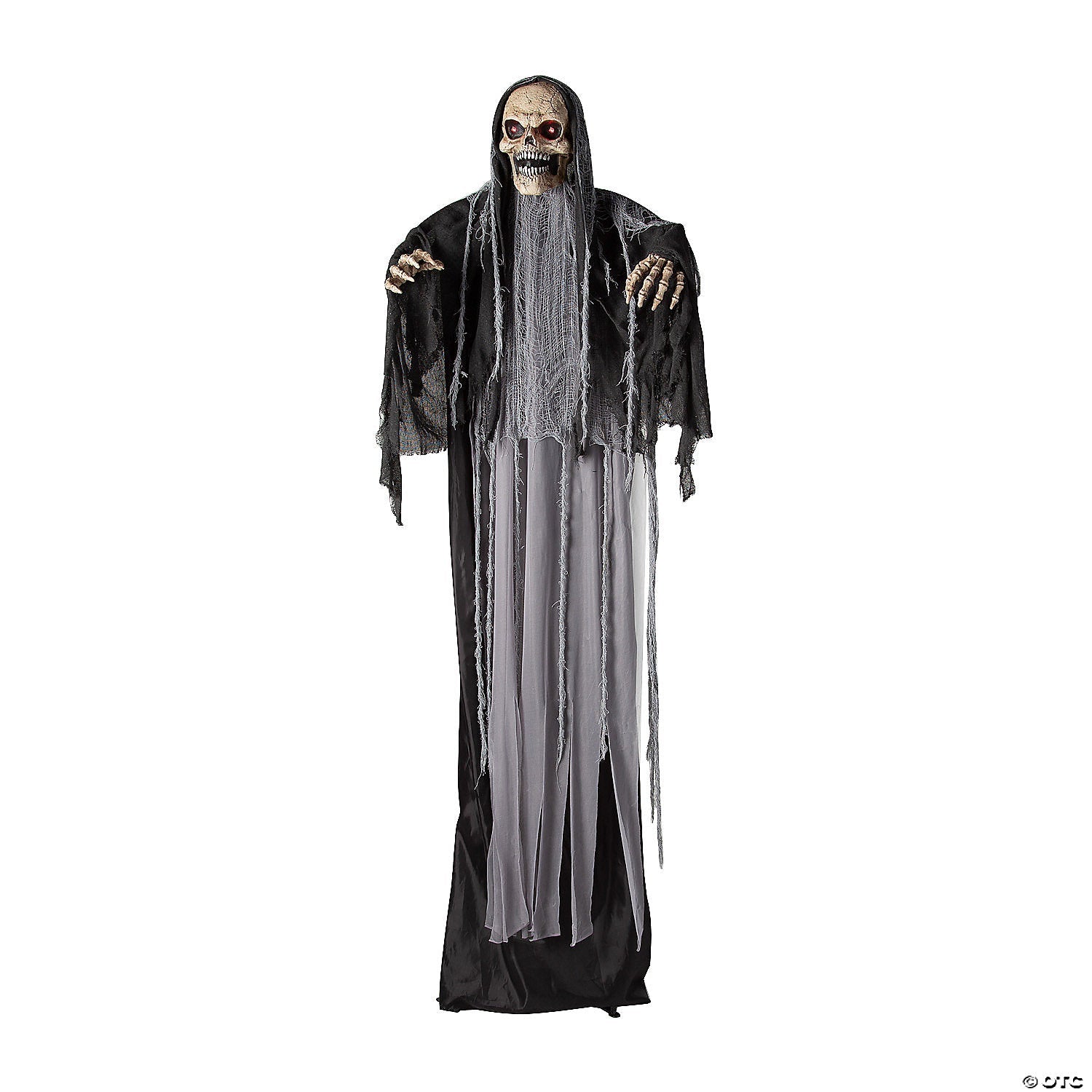 6 Ft. Black & Gray Skeleton Reaper Animated Prop Standing Halloween Decoration