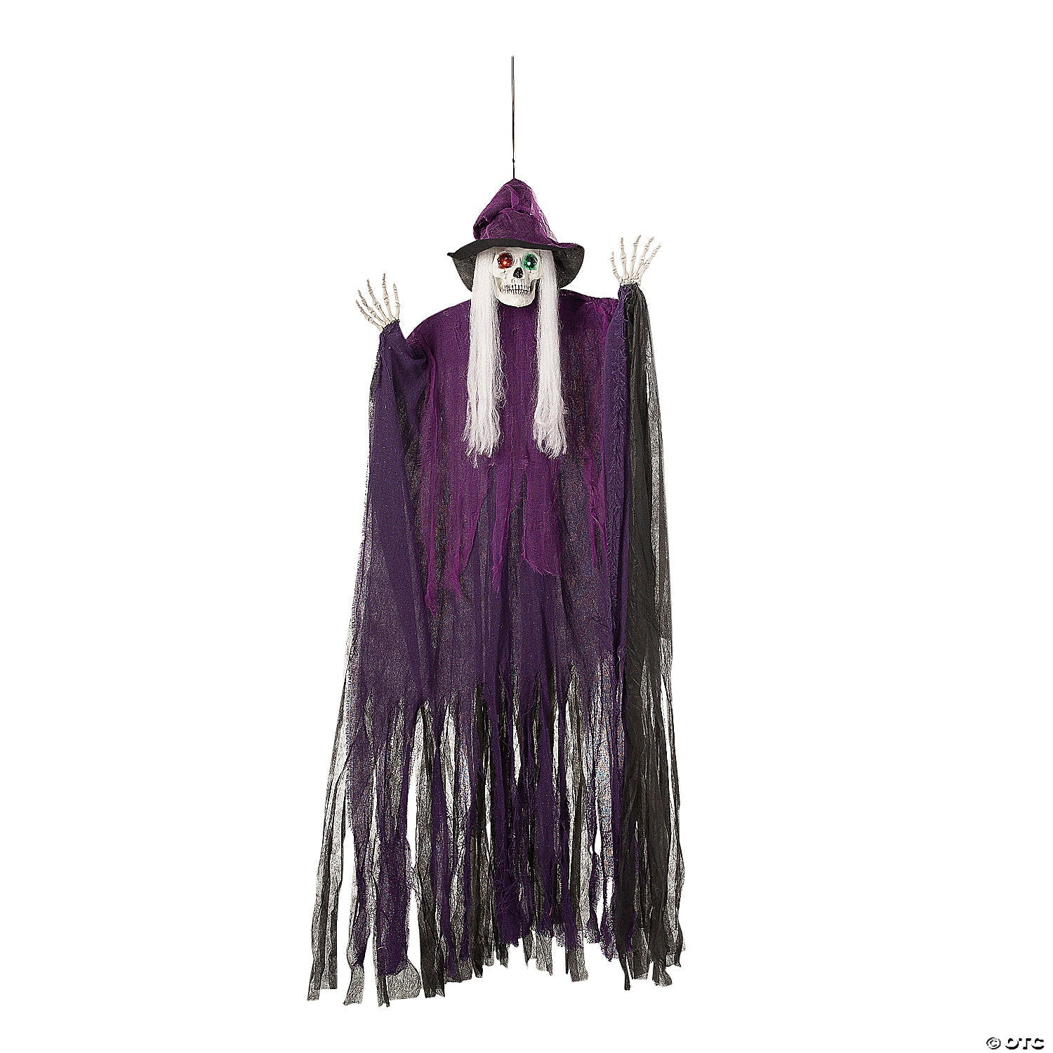 6 Ft. Hanging Light-Up Eyes Skeletal Witch Halloween Decoration