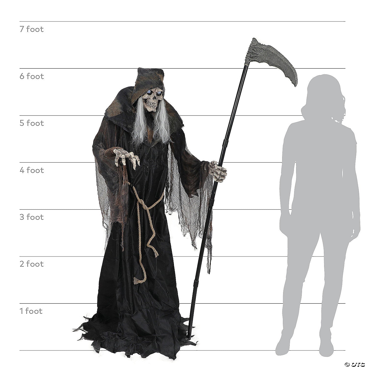 6' Lunging Reaper with Digital Eyes Animated Prop