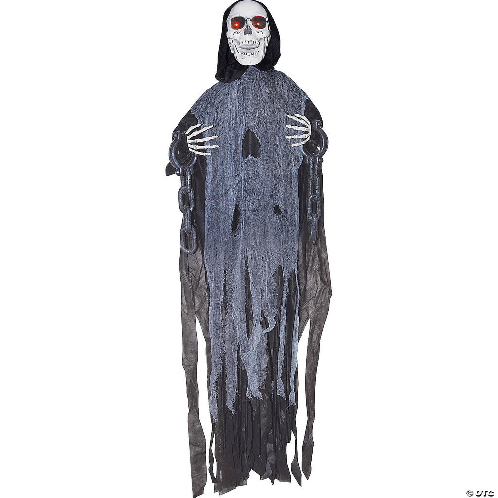 60" Animated Light-Up Hanging Ghost Skeleton in Chains Halloween Decoration