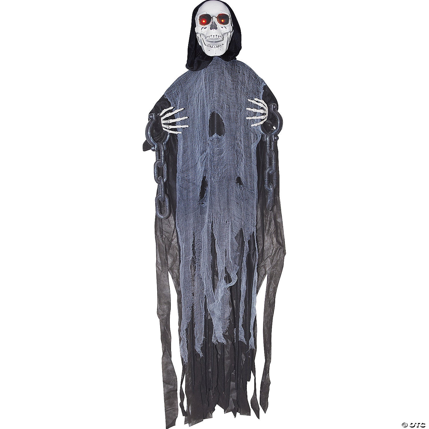 60" Animated Light-Up Hanging Ghost Skeleton in Chains Halloween Decoration