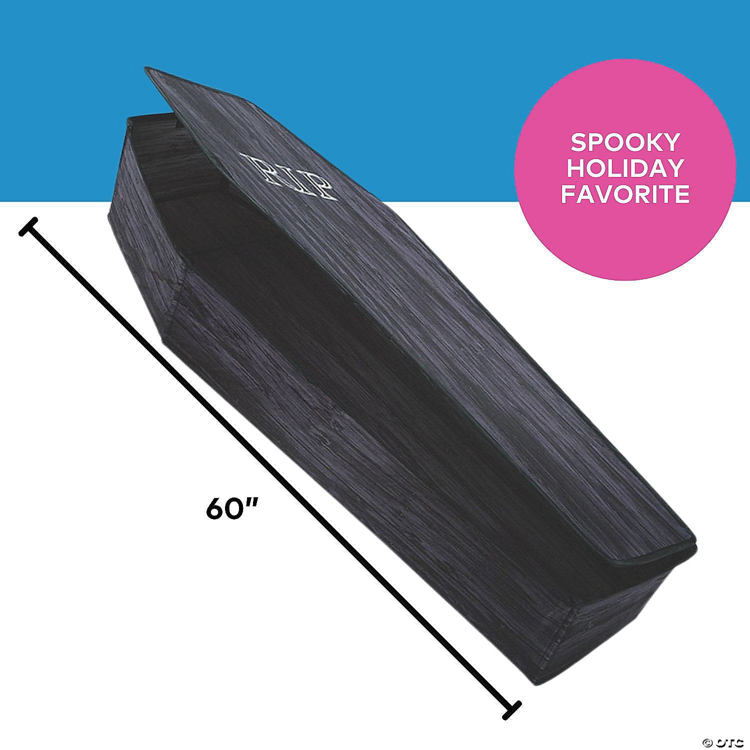 60" Wooden-Look Black Coffin With Lid Polyester Halloween Decoration