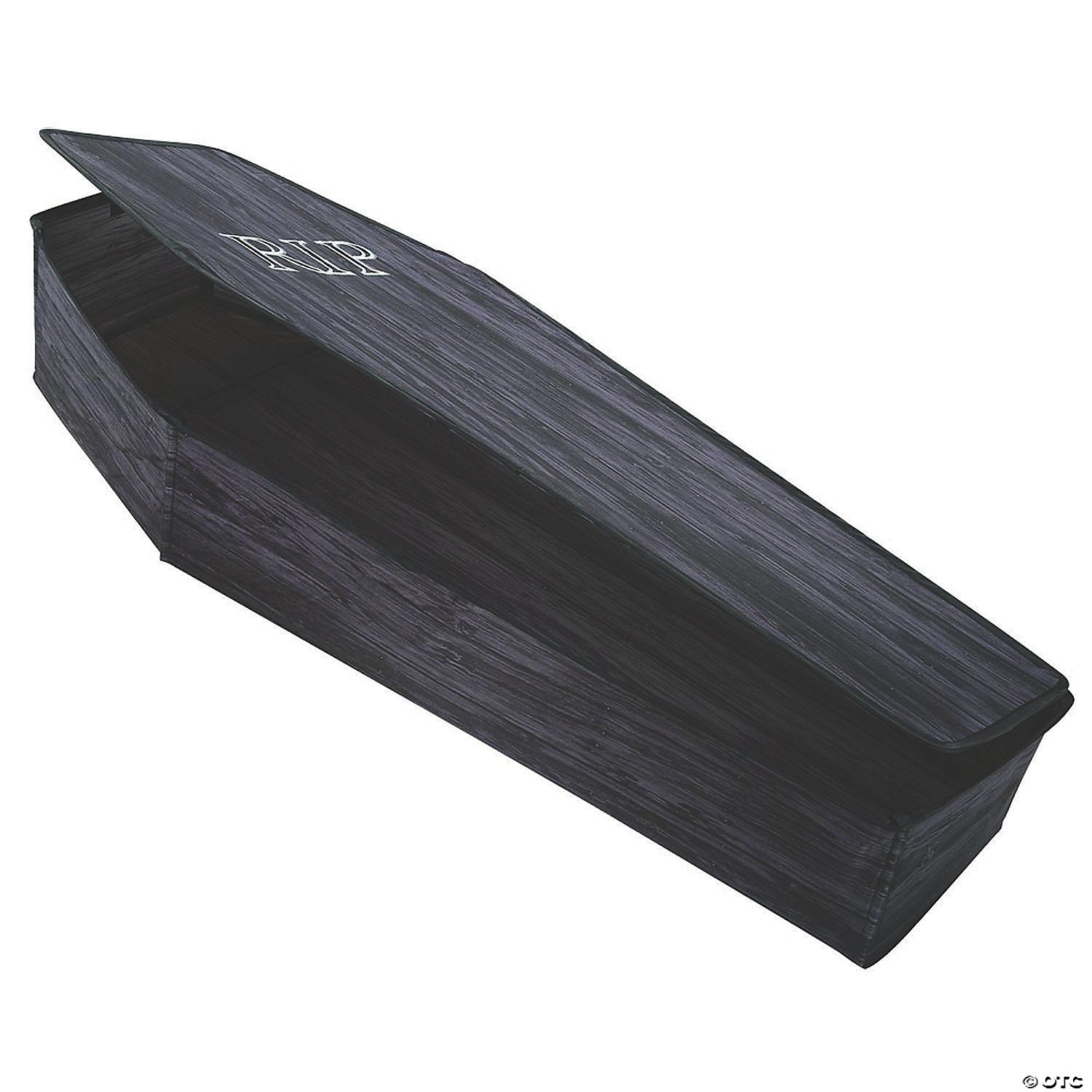 60" Wooden-Look Black Coffin With Lid Polyester Halloween Decoration