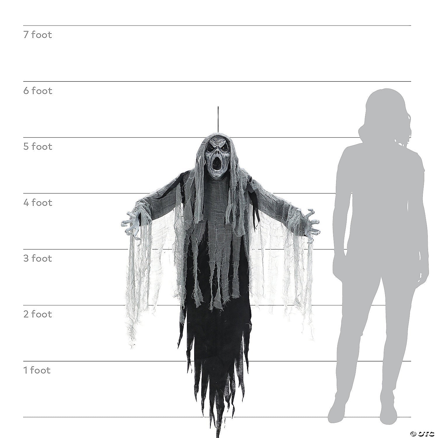 60" x 52" Ghostly Howling Phantom Hanging Halloween Decoration