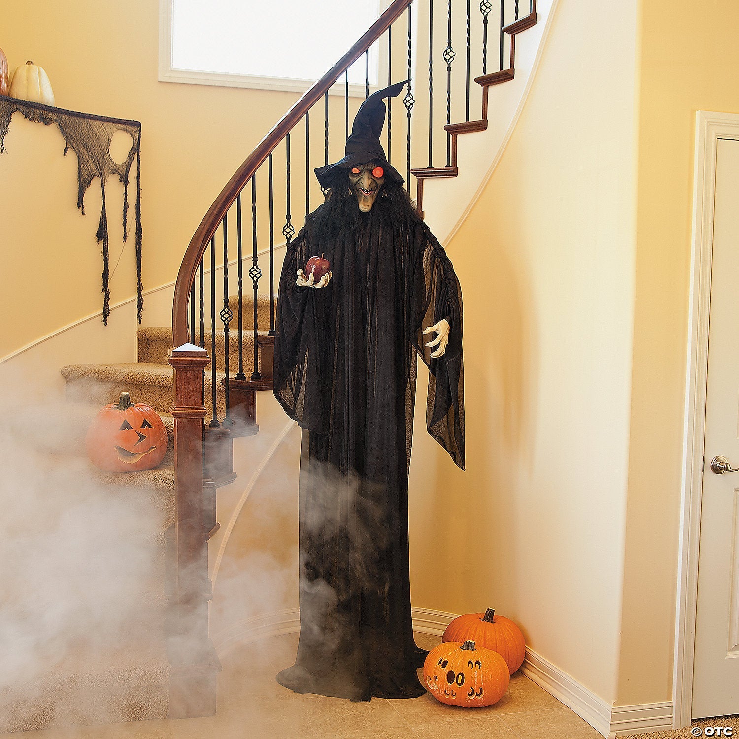 63" x 93" Standing Witch with Red Apple Halloween Decoration