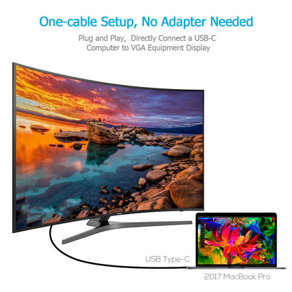 USB-C to VGA Cable – 1.8M Video Adapter for Display Devices