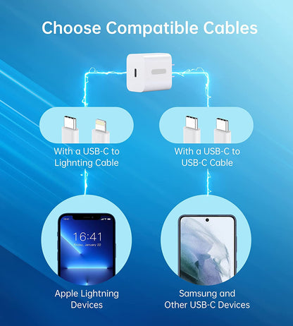 [2-Pack] 20W USB-C PD Wall Charger – for iPhone 13/12