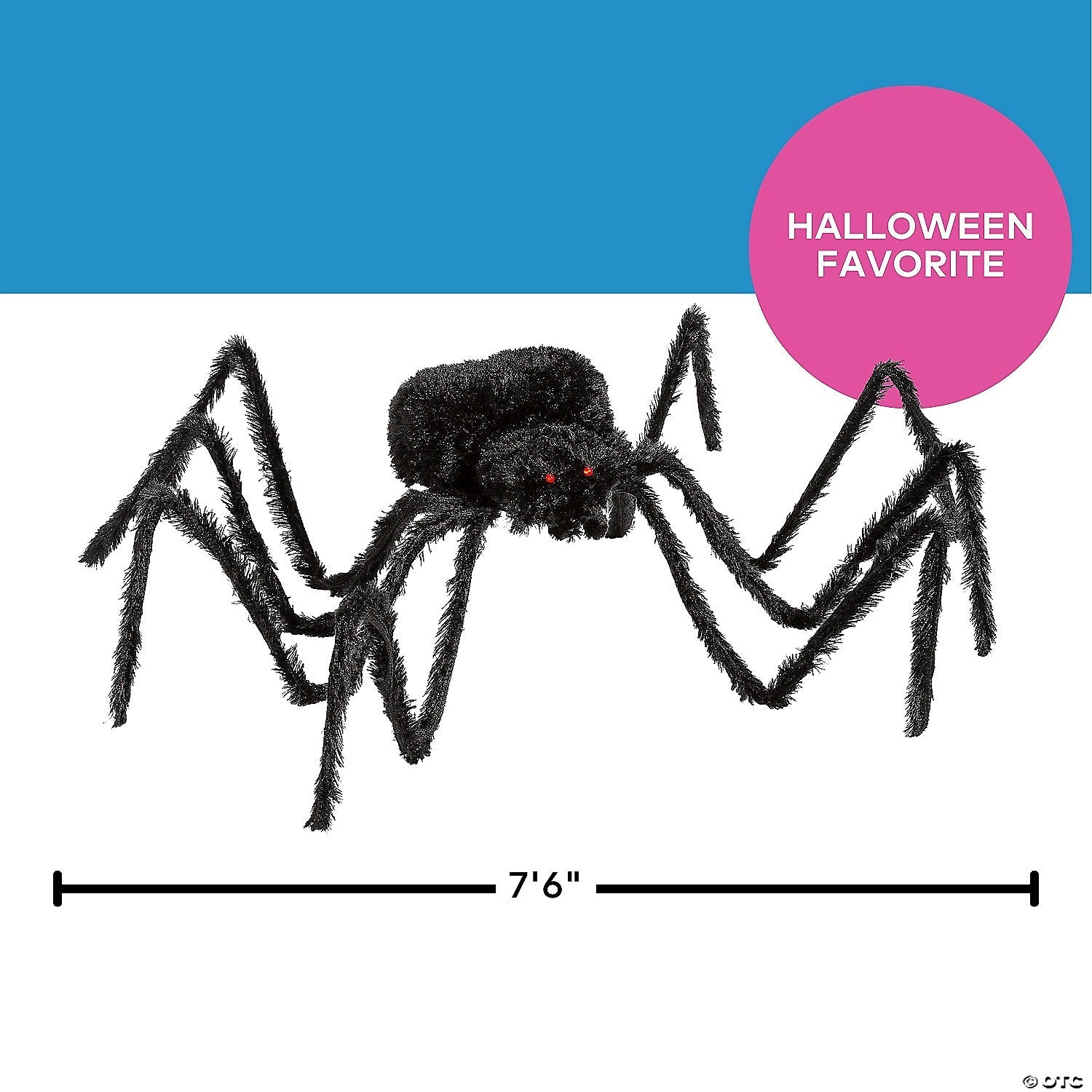 7 1/2 Ft. x 2 3/4" Furry Black Spider Poasable Halloween Decoration