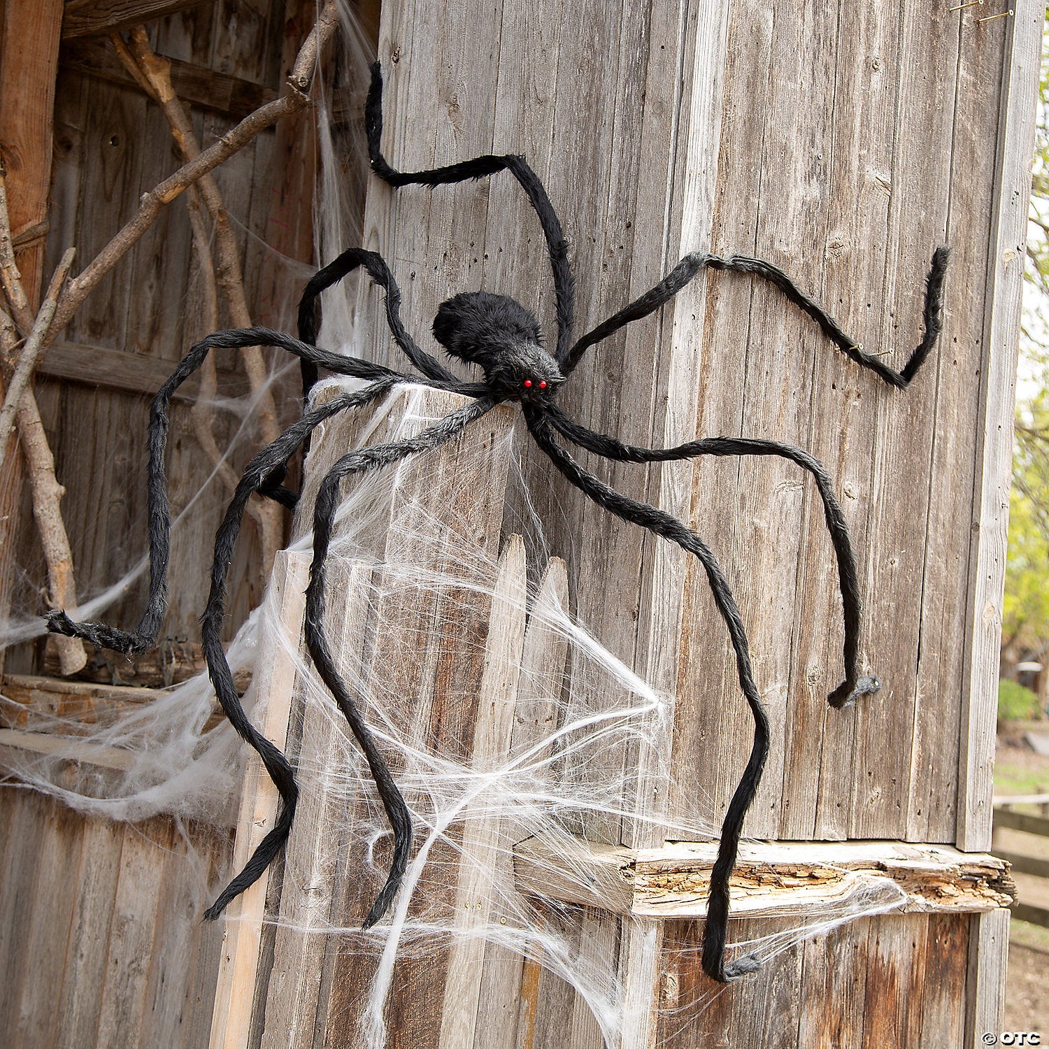 7 1/2 Ft. x 2 3/4" Furry Black Spider Poasable Halloween Decoration