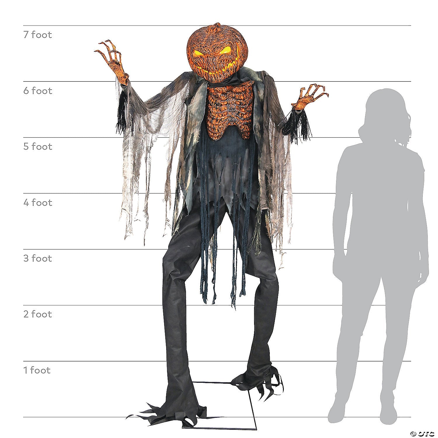 7 Ft. Scorched Scarecrow Animated Prop Standing Halloween Decoration