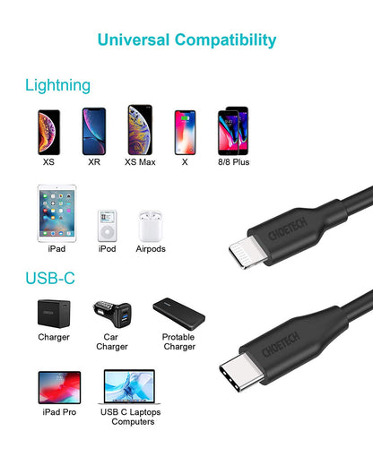 USB-C to L Cable – 6ft, MFi Certified, PD Fast Charging