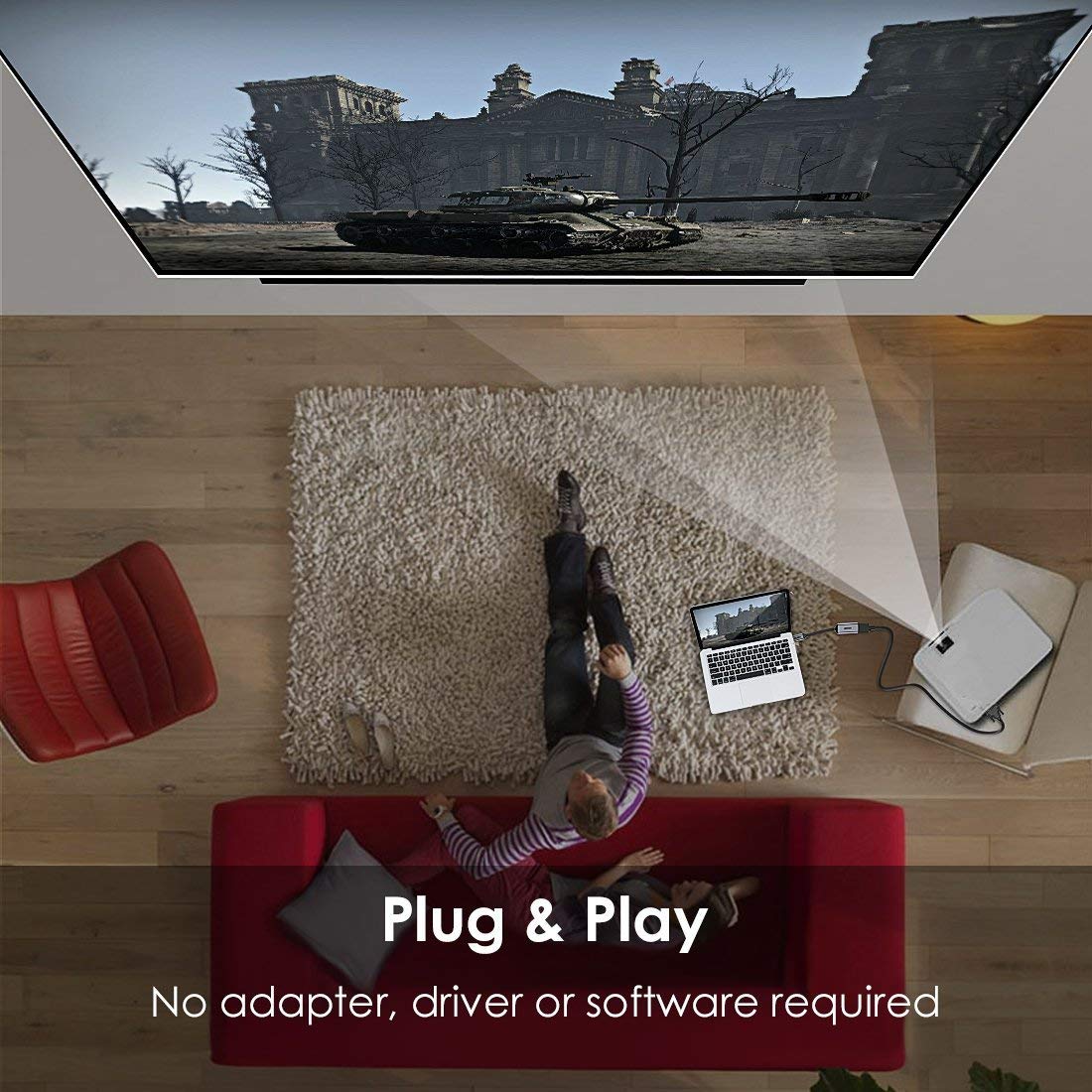 USB-C to HDMI Adapter – Braided 4K Video Cable Cord