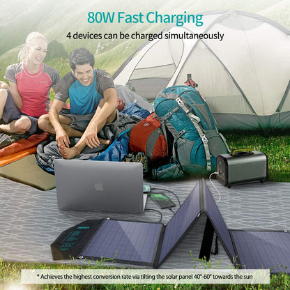80W Foldable Solar Charger – Portable Panel for Outdoor Use