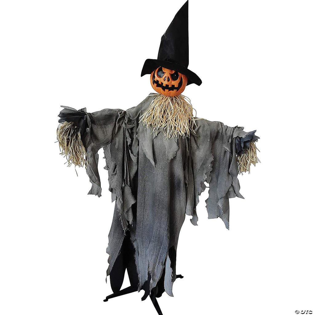 72" Animated Scarecrow Pumpkin with Hat Halloween Decoration