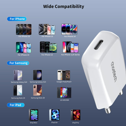 20W PD Wall Charger – Ultra-Slim USB-C for Phones/Tablets