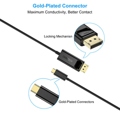 USB-C to DisplayPort Cable – 4K@60Hz Compatible