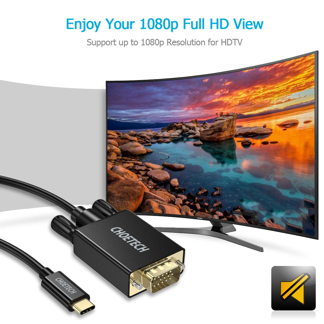 USB-C to VGA Cable – 1.8M Video Adapter for Display Devices