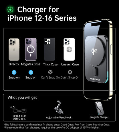 15W QI2 Magnetic Car Charger Holder – Fast Charge