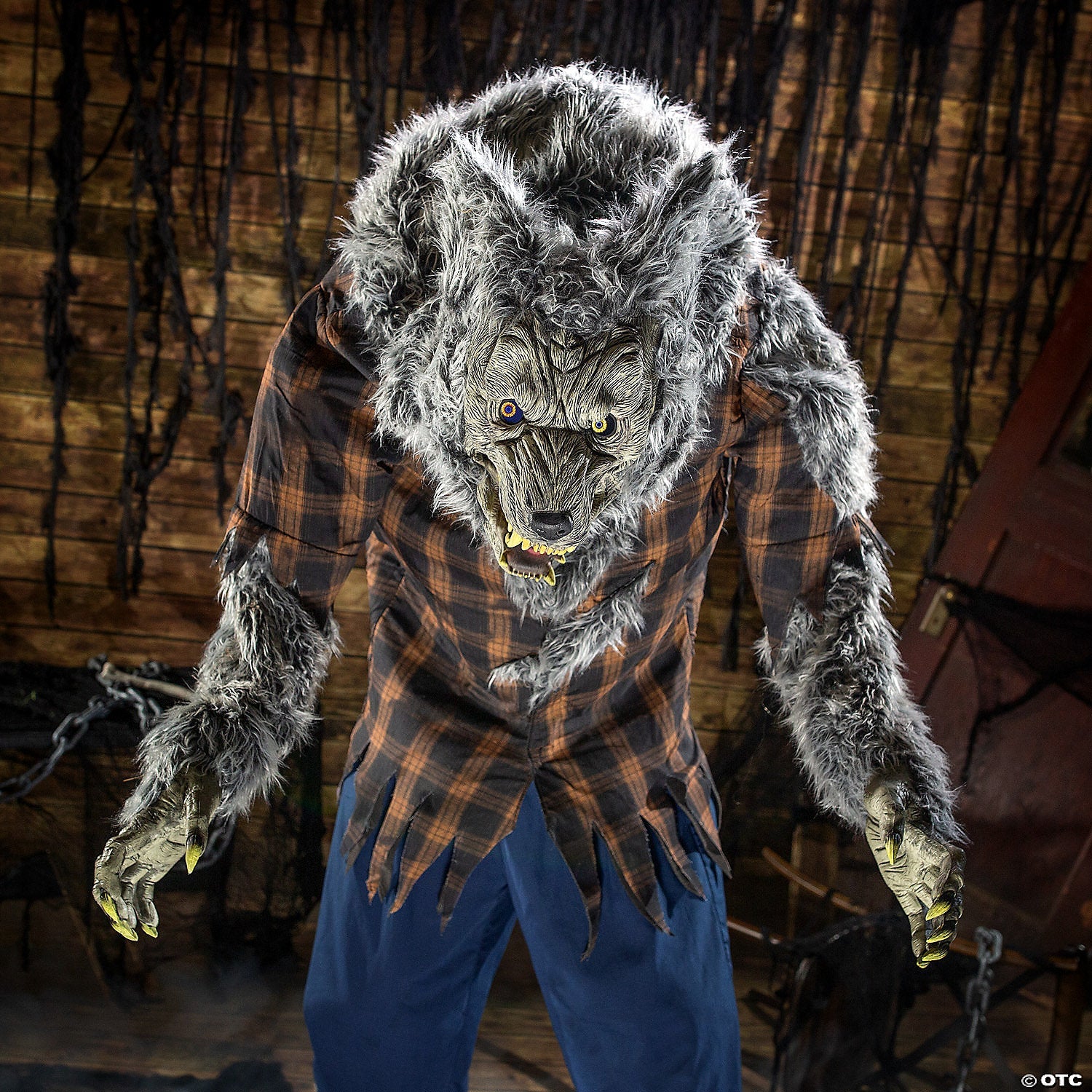 90" Animated Hulking Werewolf in Shirt & Pants Halloween Decoration