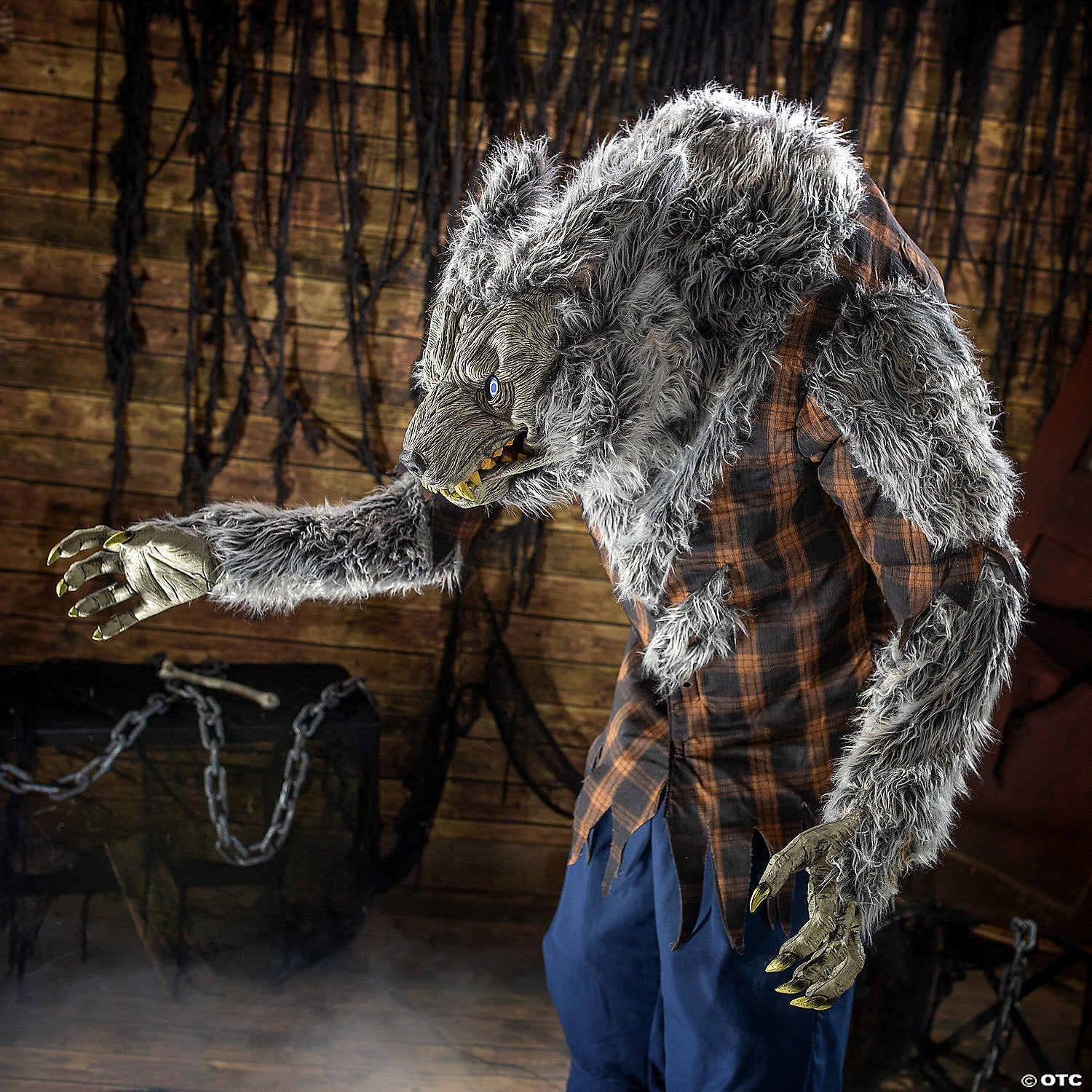 90" Animated Hulking Werewolf in Shirt & Pants Halloween Decoration