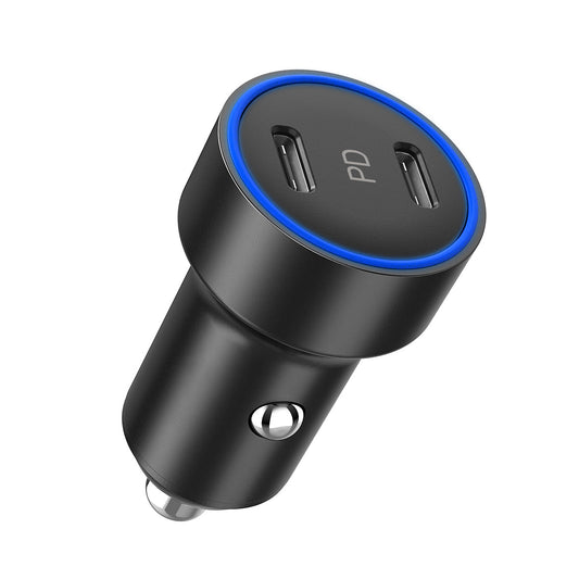 36W Dual USB-C Car Charger – Compact & Fast Charge