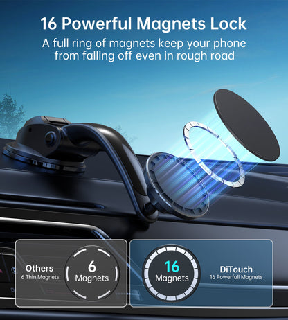 Magnetic Car Mount – Suction Cup Base, 360° Rotation