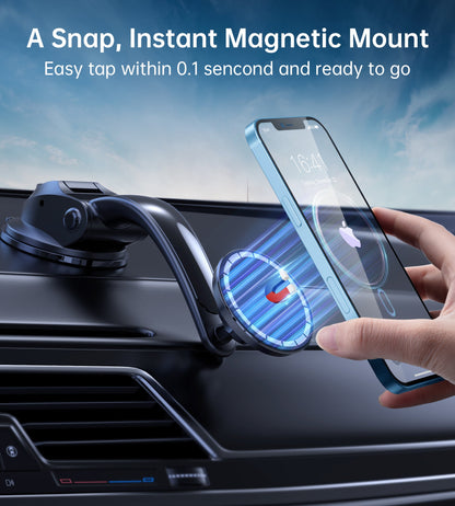 Magnetic Car Mount – Suction Cup Base, 360° Rotation