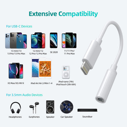 L to 3.5mm Adapter – Headphone Jack for Music & Calls