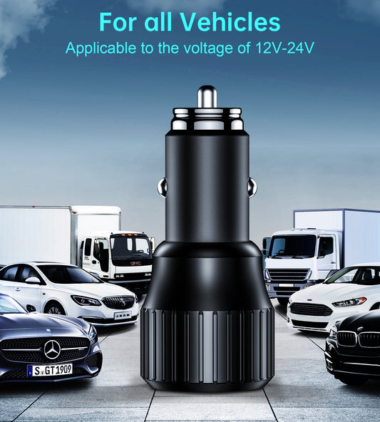 63W Car Charger – PD45W + QC18W Dual-Port Fast Charging