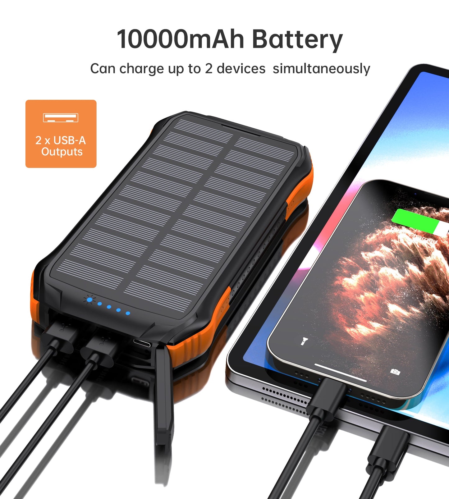 10000mAh Solar Power Bank – Portable Outdoor Charger