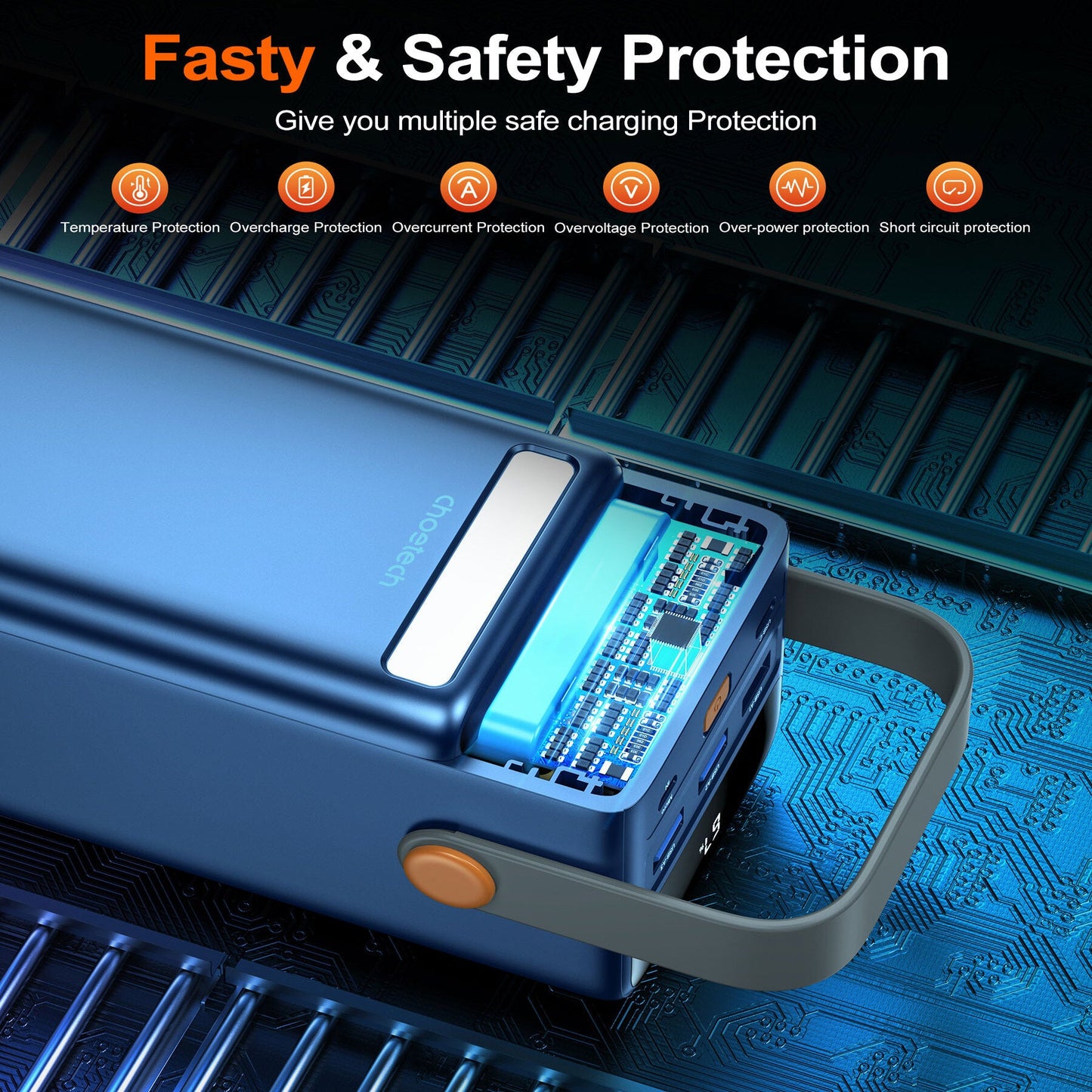 50000mAh Power Bank – 65W, LED & Camping Light, 4 Ports