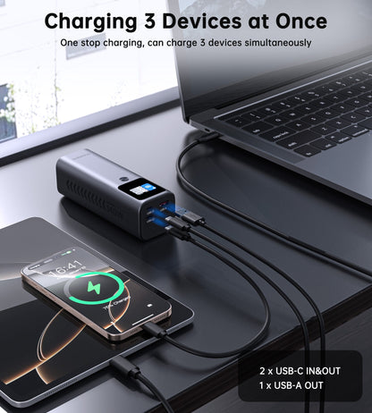 27000mAh Power Bank – 140W, USB-C/A, TFT Display, for Devices