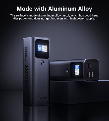 27000mAh Power Bank – 140W, USB-C/A, TFT Display, for Devices