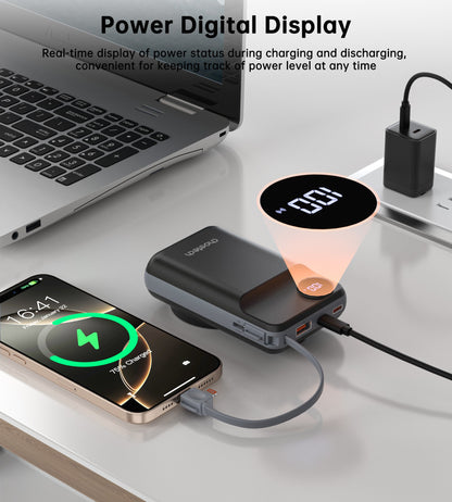 20000mAh Wireless Power Bank – 22.5W, USB-C, LED, for iPhone/Qi